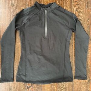 Hind Pullover Zip Collar Black Long Sleeve Women's Top with thumb holes SZ M